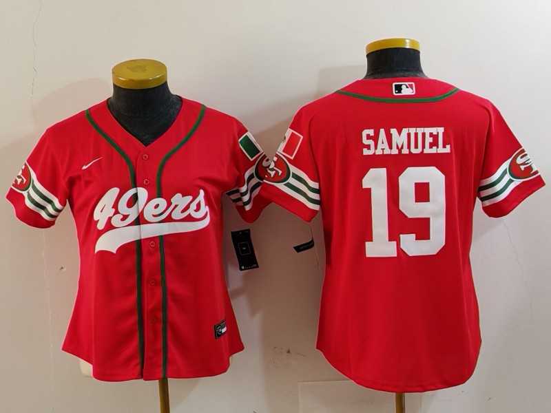 Women's San Francisco 49ers #19 Deebo Samuel Red Mexico Cool Base Stitched Baseball Jersey,We sell and wholesale Women's San Francisco 49ers #19 Deebo Samuel Red Mexico Cool Base Stitched Baseball Jersey on line form chian!